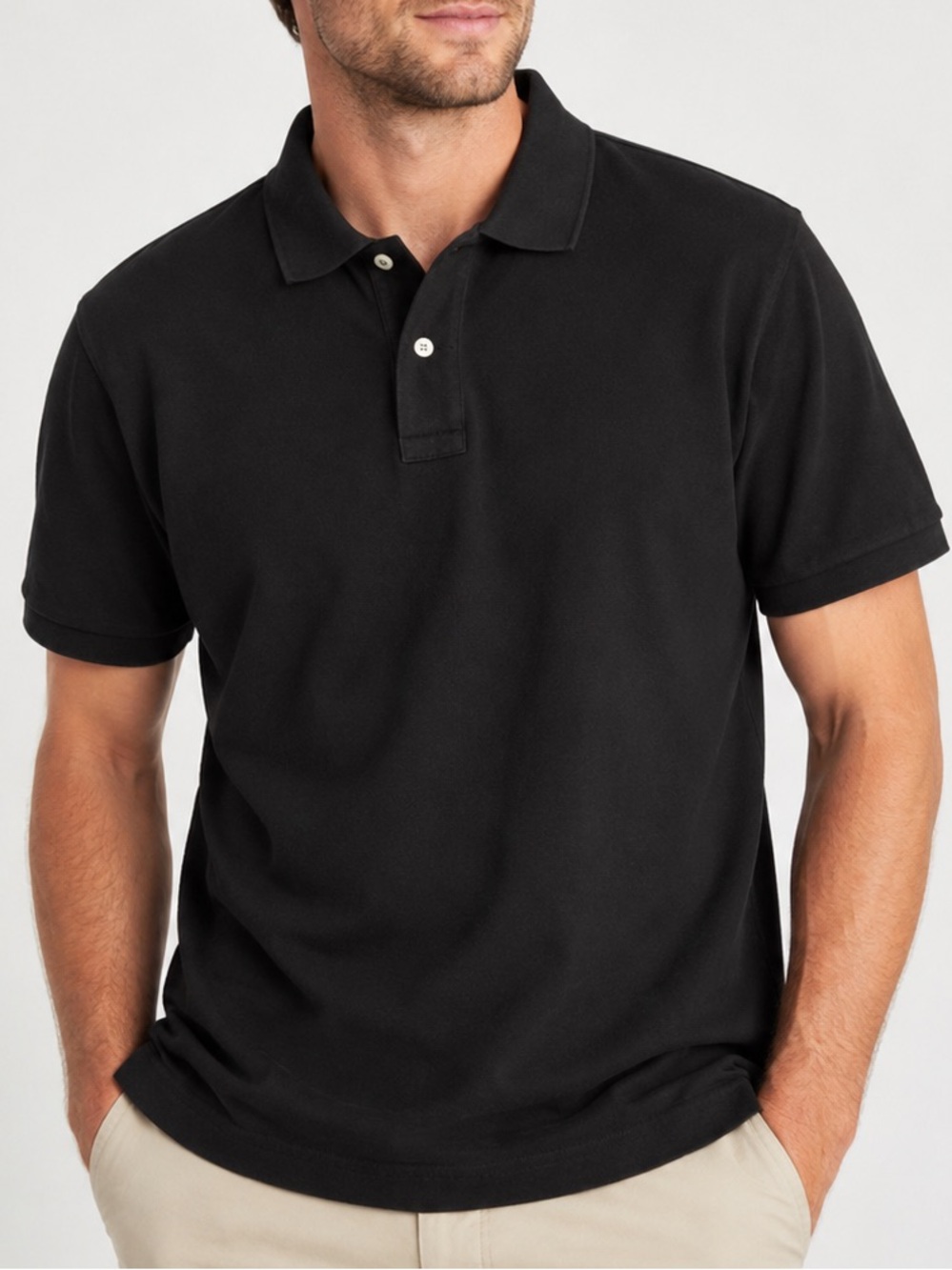 Vintage G.H. BASS & Co Mens Polo Shirt Black Cotton Golf Large